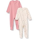 Amazon Essentials x Sofia Grainge Unisex Babies' Cotton Footed Sleep and Play Bodysuit, Pack of 2