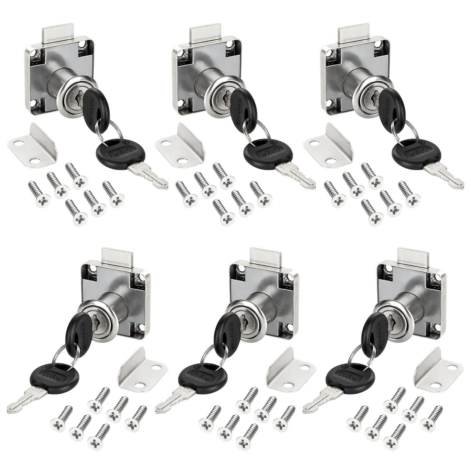 YOUNTHYE 6PCS Cabinet Lock 22mm, Metal Cupboard Locks with Key Alike Cam Lock Cylinder Furniture Locks for Mailbox Drawer Cupboard Cabinet Household Offic