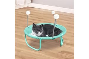 Babyezz Pet Bed, Elevated Mesh Hammock, Breathable & Portable, for Cats & Small Dogs, 17.7x17.7x5.9 inches, Green