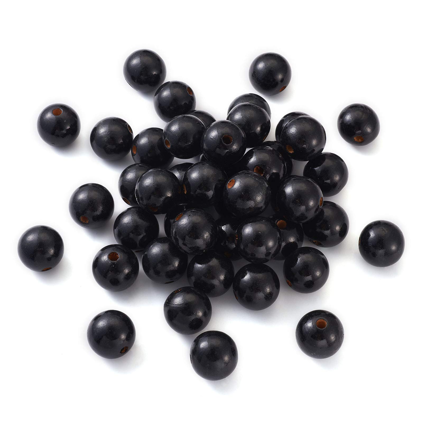 Cheriswelry 50pcs 30mm Black Natural Wood Beads Spcaer Loose Beads for Jewellery Crafts Making Hole:5mm