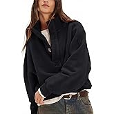 Gnveub Sweatshirt for Women Oversized Henley Neck Long Sleeve Button Pullover Tops Trendy Outfits Clothes