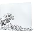 XVX Glass Gaming Mouse Pad, White Kanagawa Hard Mousepads for Gaming,Professional Large Mouse Mat 410mm*310mm, Special Glass Surface with Improved Precision and Speed