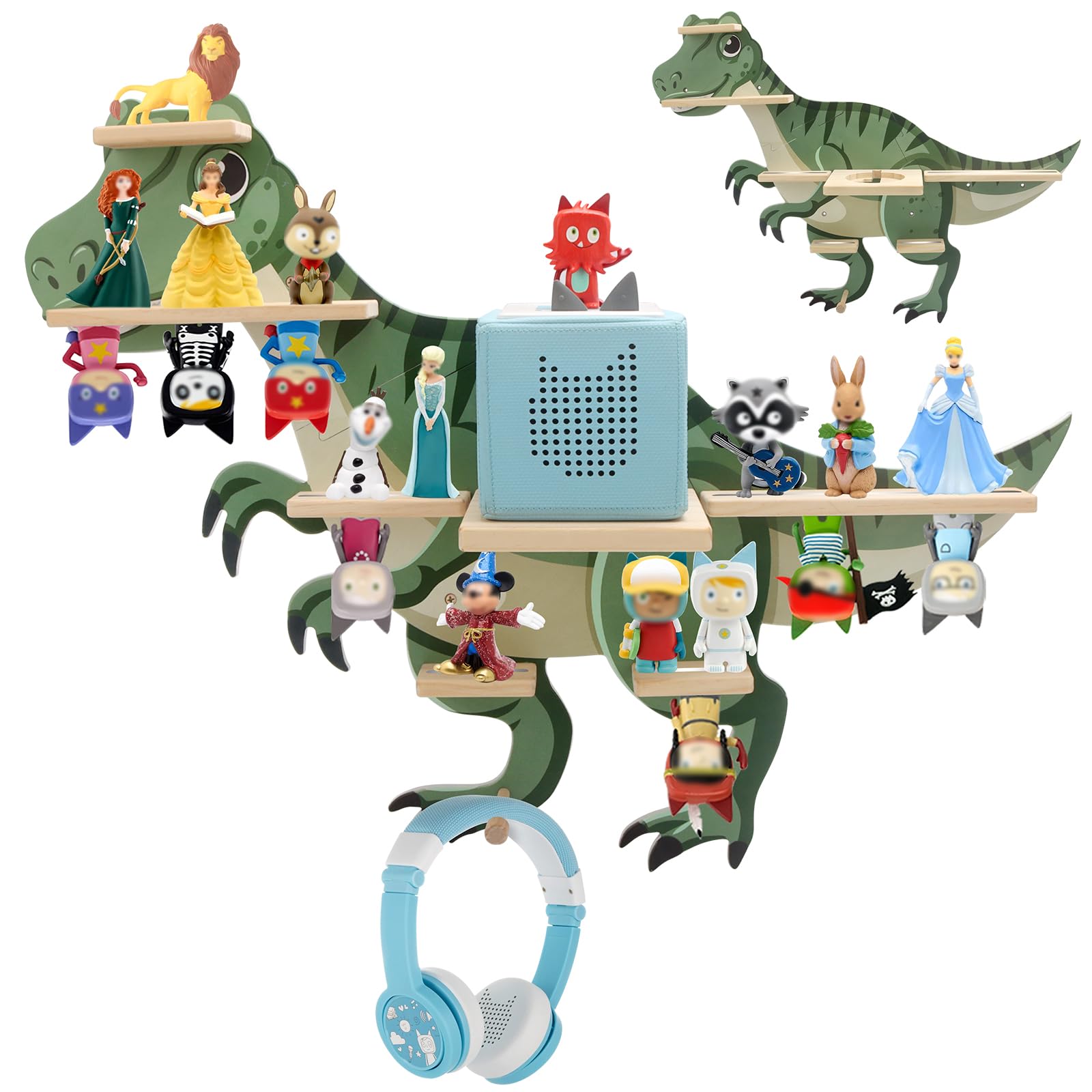 Photo 1 of Dinosaur for Tonies Box Organizer Storage Shelf Wall Mounted, Magnetic Floating Shelves for Toniebox Generation 1 & 2 Player Tonies Figures Characters, Earphones, Display Collection 30~40 Characters