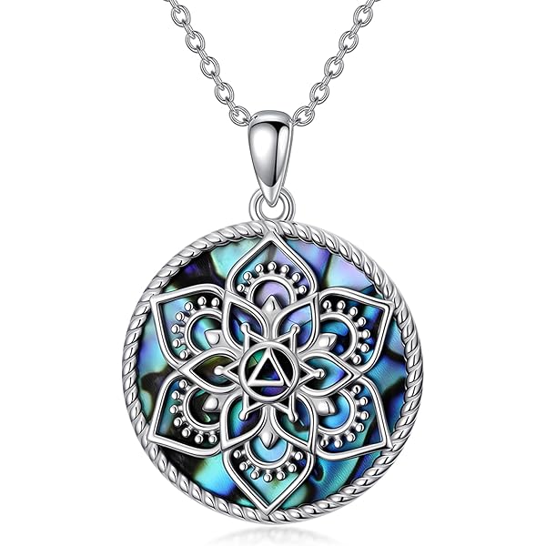 DAYLINLOVE Collana OM In Argento Sterling 925 Con Ciondolo Buddha E Conchiglia Abalone - Gioiello Spirituale - 2