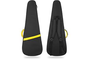 Muscab Electric Guitar Bag 7mm Padding Electric Guitar Case, 39 Inch Electric Guitar Gig Bag Backpack with Neck Strap and Pockets (Black/Yellow Strip)