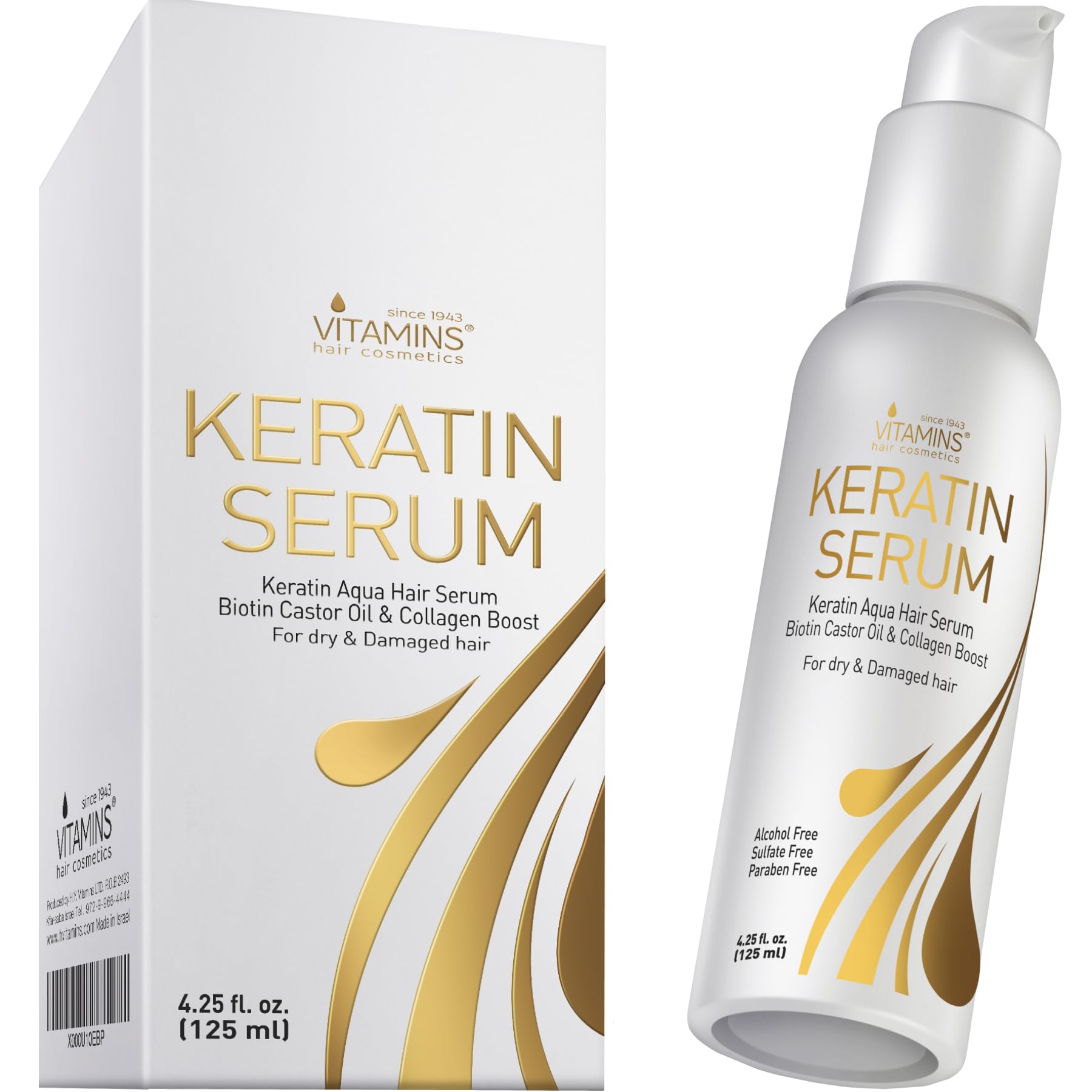 Vitamins Haar Serum Keratin Haarpflege - Biotin, Kollagen und Castor Oil Anti Frizz Haarserum - Kokosöl Hitzeschutz Finish Protein Treatment für kaputte trockene Haare