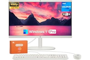 HP All in One Desktop Computer for Home, Intel Celeron J4025, 21.5 inch FHD Anti-Glare, WiFi 6, 16 GB DDR4, 512 GB SSD, 1TB USB Flash Drive, Home PC, Wired KB & Mouse, Windows 11 Pro, W/Accessories