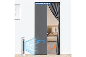 DCUINS Magnetic Fabric Thermal Insulated Door Curtain Fit Door Size 36" x 82", Upgraded Full Strip Magnets Doorway Curtains, Door Insulation Blanket Keep Privacy for Year Round, Dark Grey