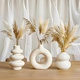 Ceramic Vase Set of 3, Set of 3 vases, Modern Home vases for Flowers Home Decor for centerpieces, White Ceramic vases Set, Dining Table, Mantel and Entryway Decor vase, Best housewarmings Gifts