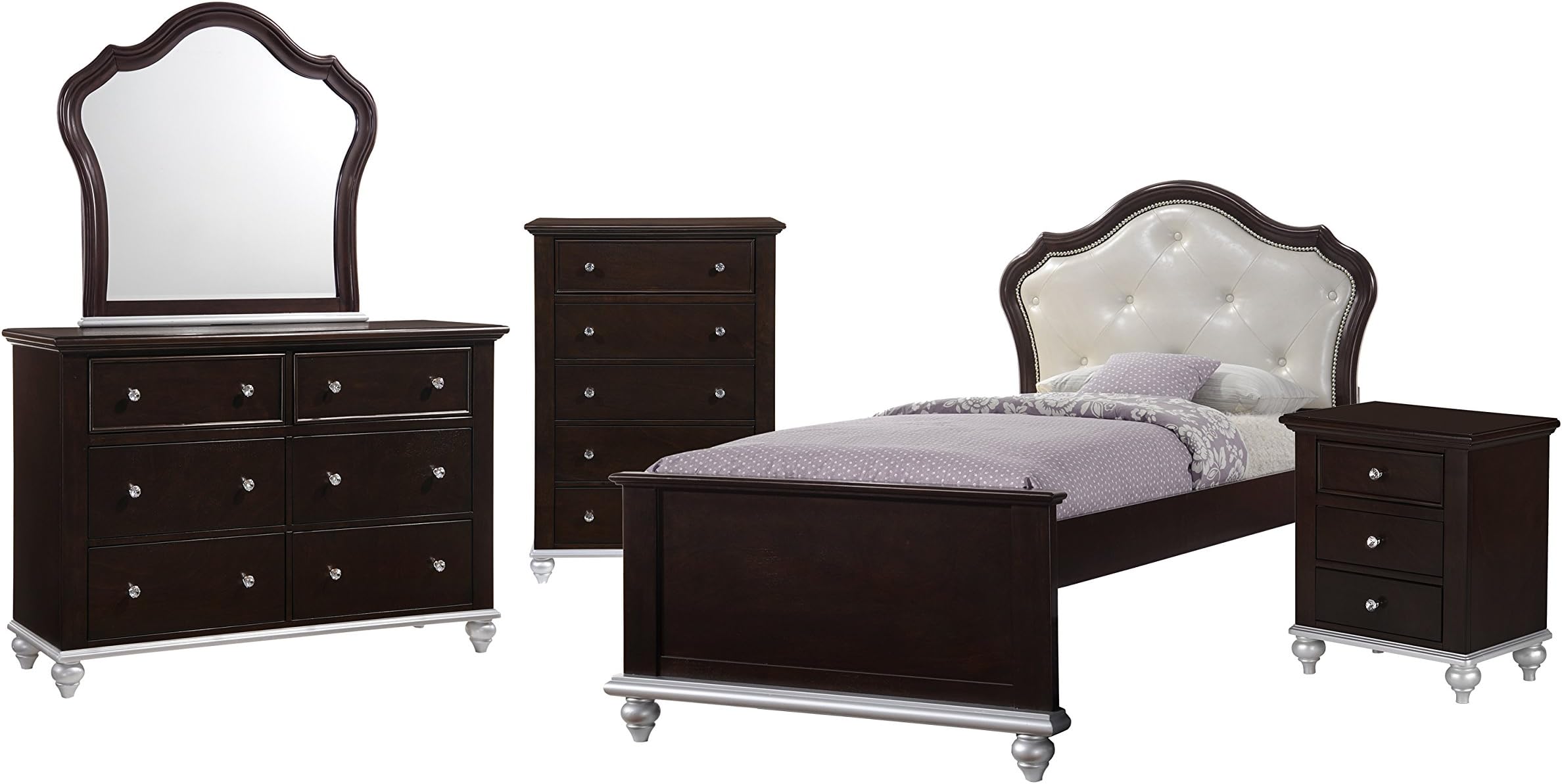 Abbey Avenue 5 Piece Trixie Platform Bedroom Set, Twin, Walnut