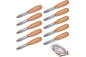 DOMG 10Pcs Oyster Clam Shucking Knife Opener with Wooden Handle