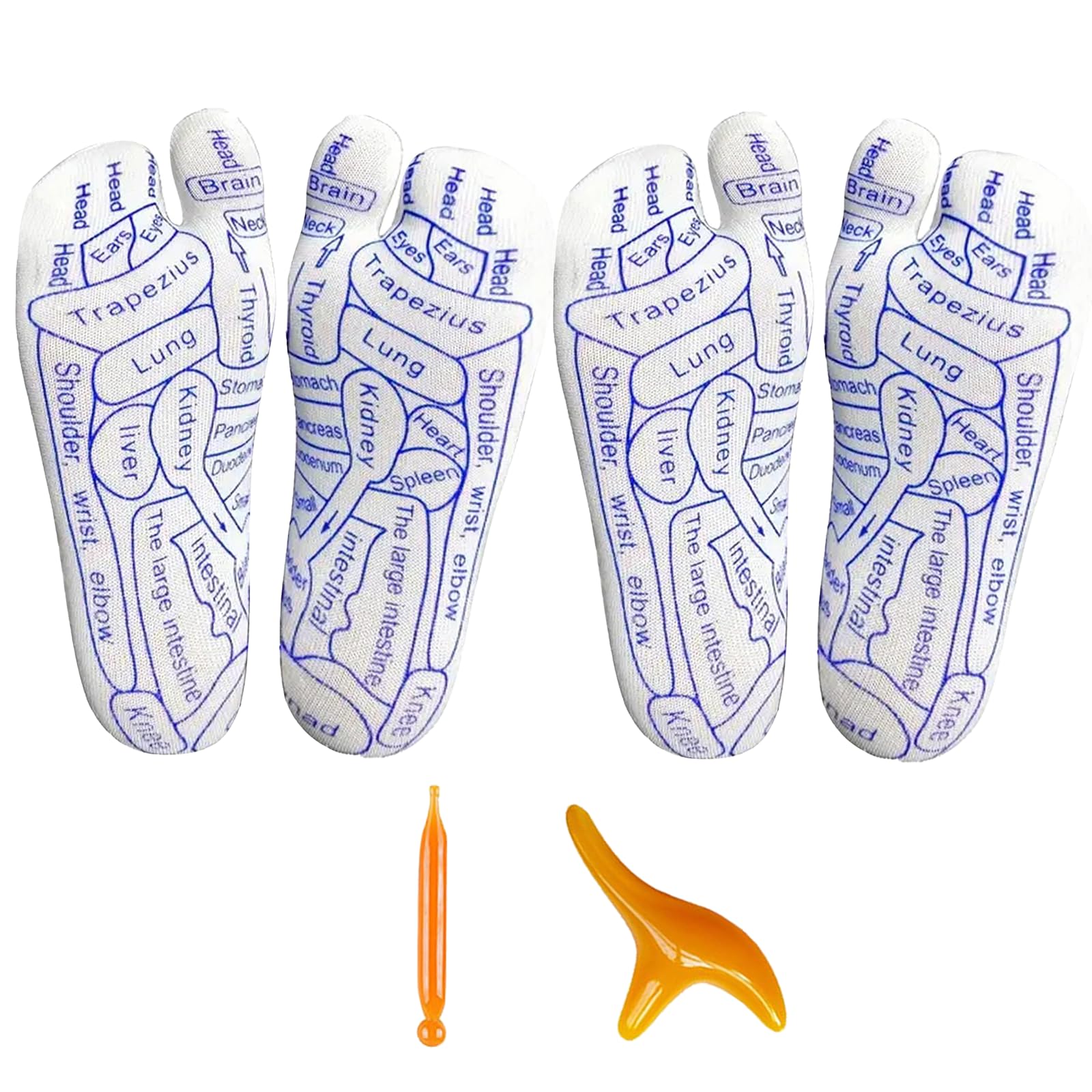 2Pcs Acupressure Reflexology Socks,Foot Massage Socks,Acupoint Socks,Relieve Tired Physiotherapy Socks with Massage Tools, White