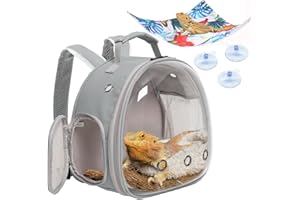 WEVONIGU Guinea Pig Carrier,Guinea Pig Carrier for 2,Reptile Travel Carrier for Lizards Sugar Glider Hedgehog Rat Parrot Birds (Grey, Backpack+Triangle HMK)