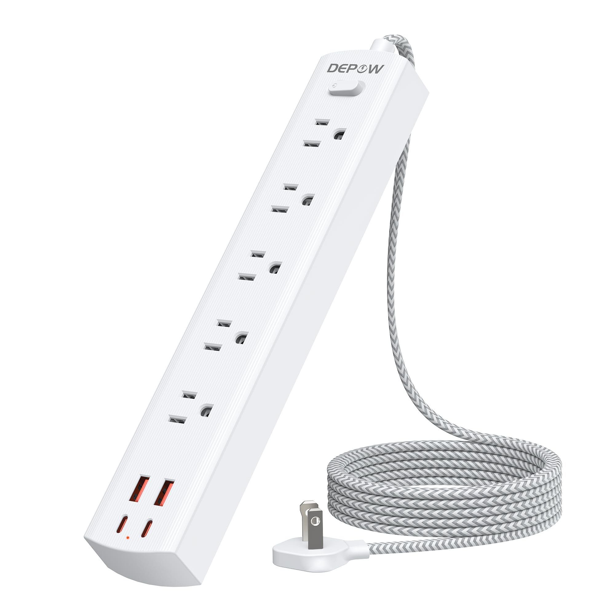 DEPOW 2 Prong Power Strip with 5 Outlets 4 USB, 5Ft Surge Protector,1700J