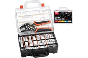 PEBA Micro Connector Pin Crimping Tool 30-20AWG, JST Crimping Tool kit with 18 types 2.5mm JST-XH Connectors, Ratcheting Crimper Wire EDM Cutting Jaw for JST-XH/SM/VH 3.96mm,D-Sub,Open Barrel,Molex