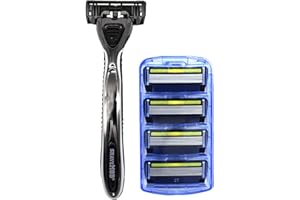 ShaveMOB 6-Blade Men's Razor Kit (Flex Head Handle with 4 Refills) (No Trimmer) - The Caveman Shaving Kit