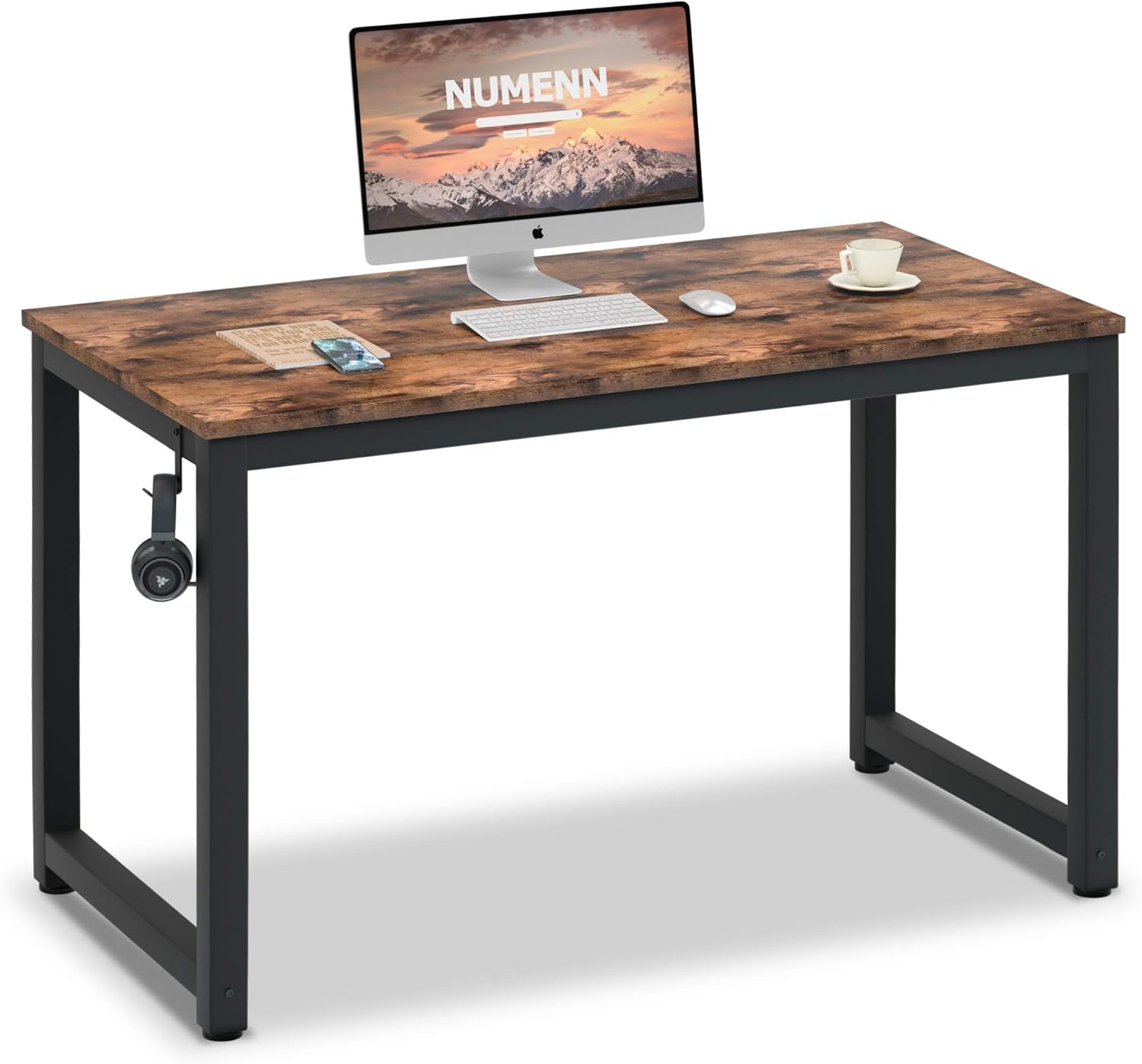 Computer Desk 47", Home Office Desk with Extra Strong Legs, Sturdy Writing Desk with Headphone Hook for Home Office, Work Table, Relic