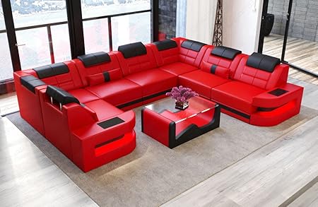 Sofa Interior Design Como Leather U Shaped Red Black Leather Sofa