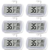 6 Pack Digital Refrigerator Thermometer Fridge Freezer Room Thermometer Waterproof Large LCD Display Max/Min Record Function, White
