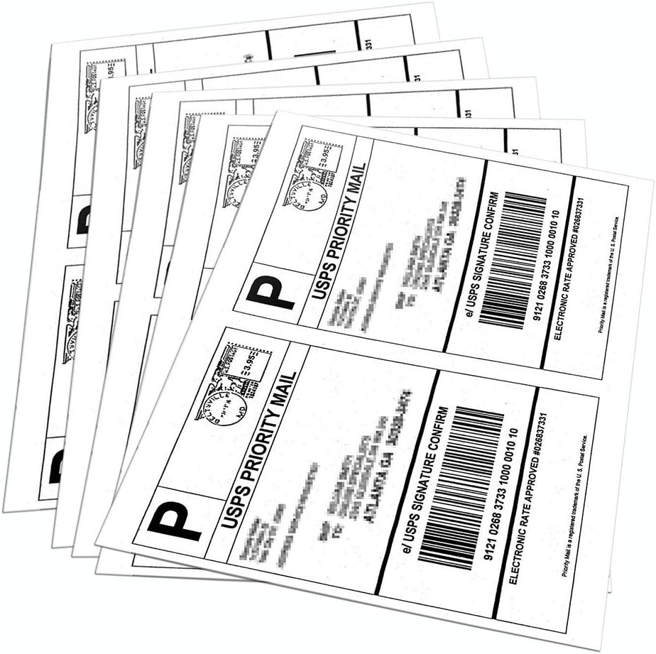 100 Sheets Sticker Labels Shipping Address Labels for Laser/Ink Jet Printer (2-up) : Office Products