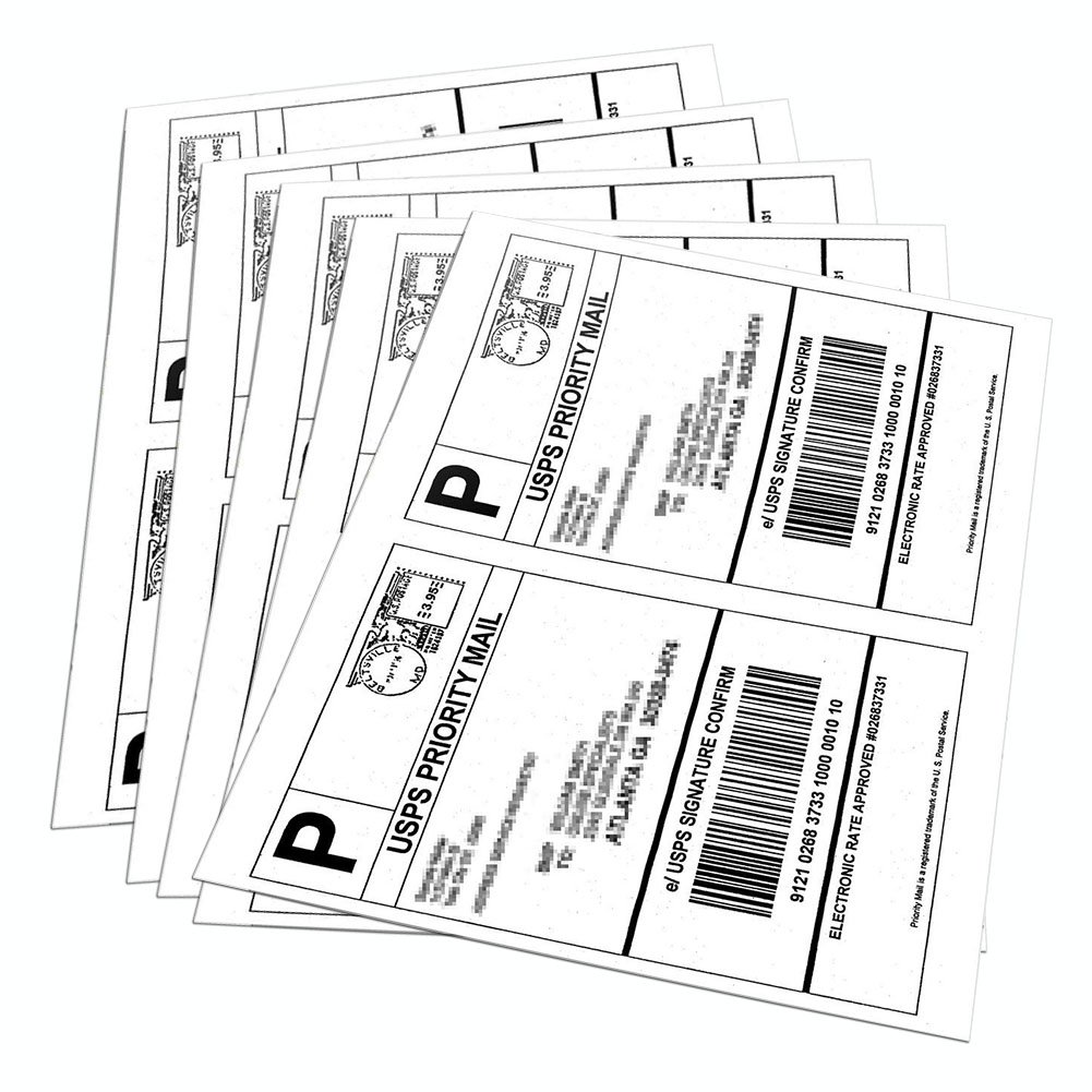 Round Corner 1000 Half Sheet Shipping Labels Self Adhesive 2 Per Sheet