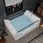 Empava PRO Series Model Jetted Tub, Freestanding Whirlpool Bathtub | 71"x48" Heated Bubble for 2 | Thermostatic Control & Chr