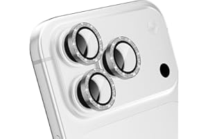 CloudValley Glitter Camera Lens Protector for iPhone 17 Pro/iPhone 17 Pro Max, Anti-Scratch HD Tempered Glass, Shatterproof Metal Ring Cover, Easy Installation, Glitter Silver Gray
