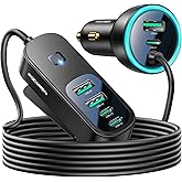 Rocoren 105W 6-Port Multiport Car Charger, PD Fast USB C Car Charger for Multiple Devices,Cigarette Lighter Adapter Car Travel Essentials for Road Trips with 5FT Cable,Car Accessories for iPhone 17/16