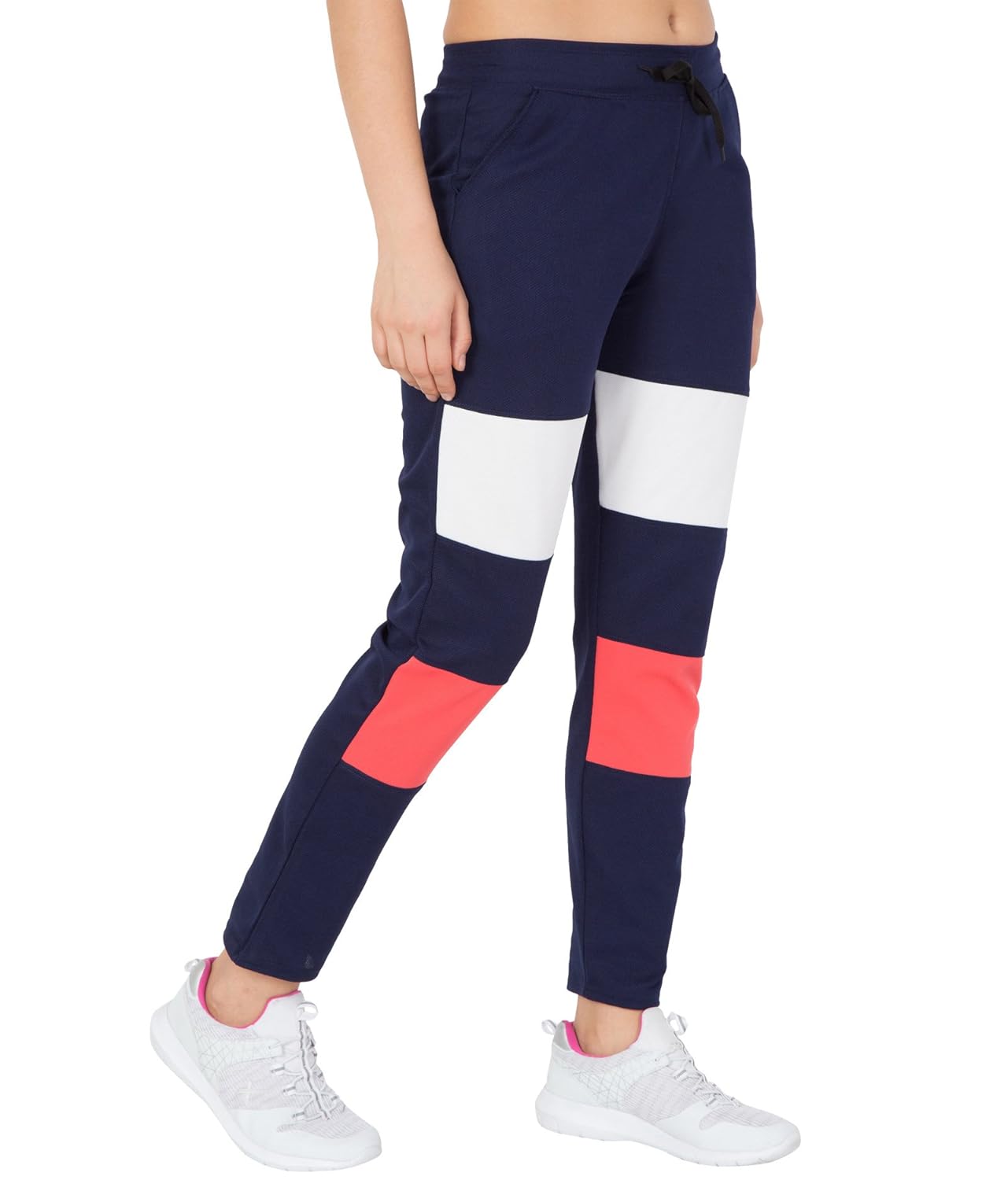 american-elm women's navy blue self design trackpant