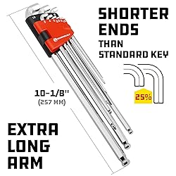 Powerbuilt 9 Piece Metric Stubby Long Arm Ball End