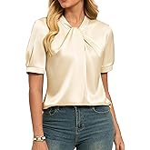 GRACE KARIN 2026 Women Satin Tops Short Sleeve Blouse Mock Neck Work Silk Shirts Business Casual Outfits