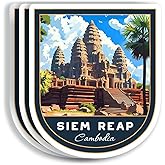 (3 Pcs 3X3) SIEM Reap Cambodia Stickers - SIEM Reap Travel Sticker - Cambodia Travel Gift - SIEM Reap Souvenir - Decals for Luggage - Suitcase - Scrapbook - Laptop - Water Bottle