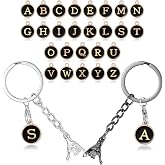 Sureio Couple Keychains for Him and Her Pinky Keychain | 2 Pcs, Mental, Matching Set with A-z Initials, Letter Charms for Couples Anniversary Boyfriend Girlfriend Christmas