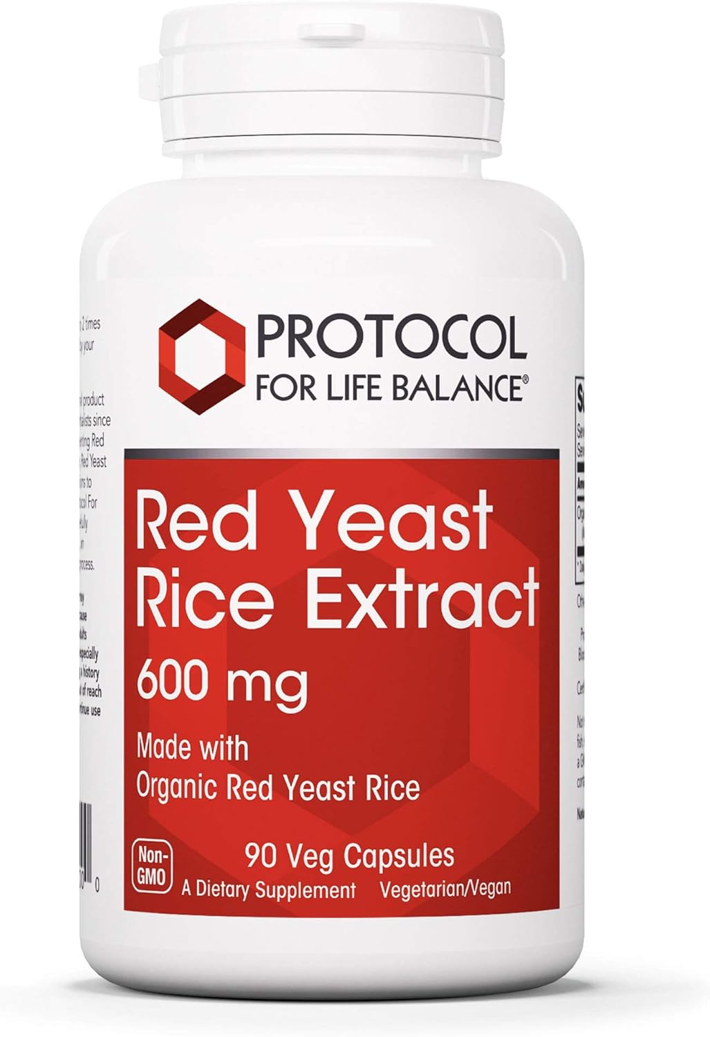 Protocol For Life Balance - Red Yeast Rice Extract 600 mg - Traditional Supplement Used for Cardiovascular Support and Healthy Cholesterol Promotion - 90 Veg Capsules: Health & Personal Care