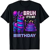 Bruh It’s My Birthday Funny Llama Pinata Bday boy Kids Party T-Shirt