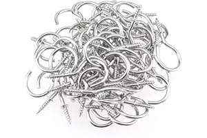 HELIFOUNER 50 Pieces 1-1/2 inch Cup Screw Hooks, Ceiling Hanging Hooks, Silver