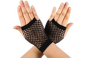 Mikovivi Short Nylon Fishnet Gloves， Fingerless Punk Accessories Cool Emo Clothes Goth Accessories for Women Halloween Party