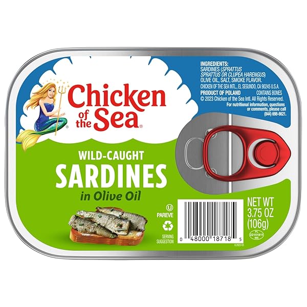 CHICKEN OF THE SEA WILD CAUGHT SARDINES IN OLIVE OIL, 3.75 OZ CANS, 18-COUNT – HIGH PROTEIN NUTRITIONAL POWERHOUSE CANNED SARDINES – PERFECT IN ANY DISH OR AS READY TO EAT MEALS