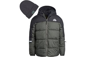 iXtreme Boys' Winter Jacket - Fleece Lined Bubble Puffer Water Repellent Ski Jacket with Winter Hat for Boys (8-18)
