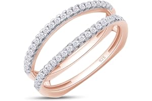 SAVEARTH DIAMONDS 1/3 ct t.w Round Cut Lab Created Moissanite Diamond Wedding Enhancer Guard Double Ring For Women In 14K Gold Over Sterling Silver (D Color, VVS1 Clarity 0.33 Cttw)