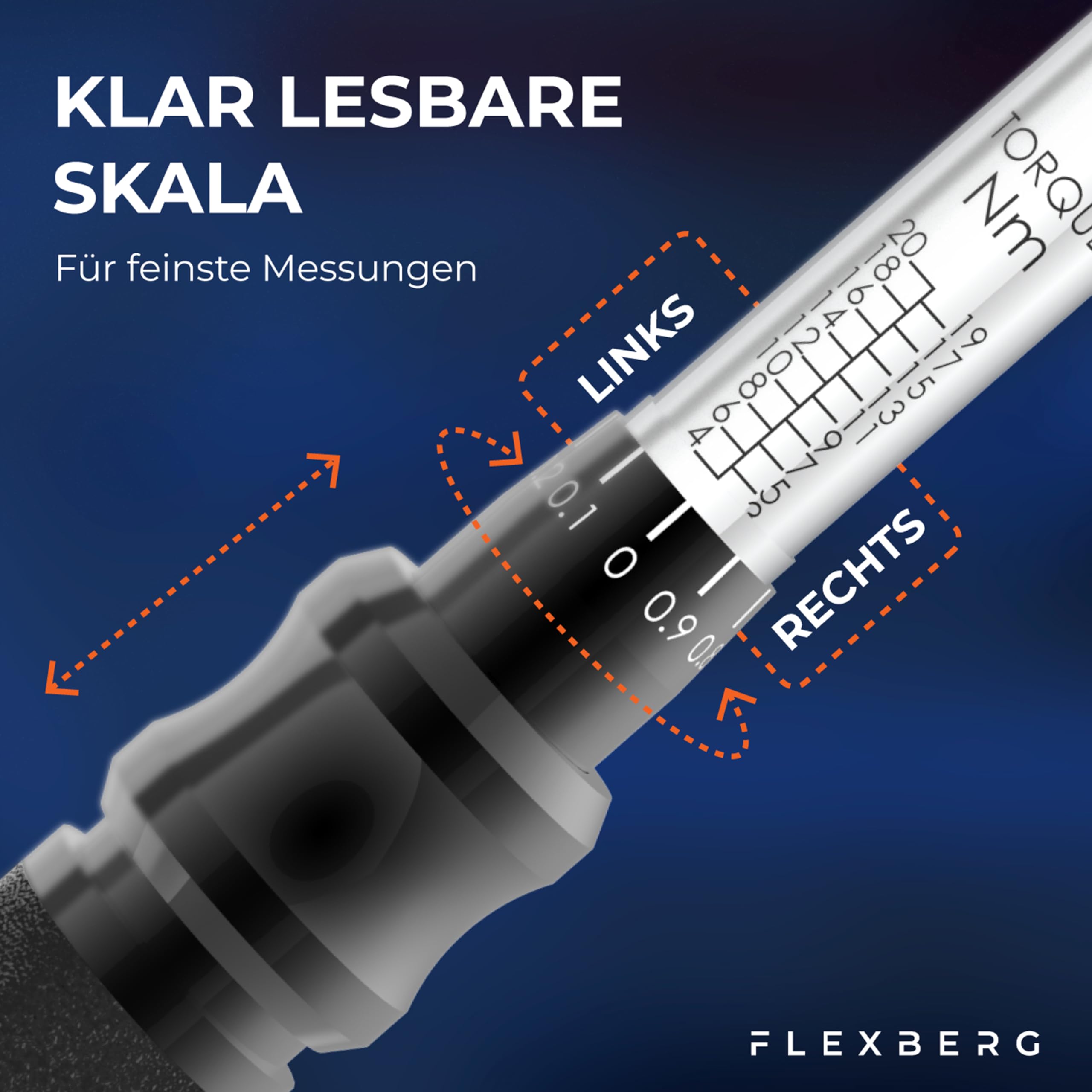 FLEXBERG 1/4 Drehmomentschlüssel – Fahrrad Drehmomentschlüssel für Wartung – Präzises Set für MTB- und Fahrradreparatur, inklusive Innensechskantschlüssel & Torx-Bits – 2-20 Nm 3