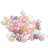 200PCS Colored Acrylic Crystal Beads Round Crackle Glass Beads Charms for Jewelry Making Bracelets Earring Necklace Adults Beading DIY Art Craft Projects Christmas Ornament Birthday Gifts (8mm)