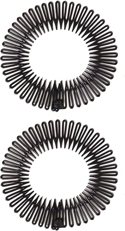 ALLY-MAGIC Comb Headband Set 2 Black Spider Grip Circle Flexible Hair Comb Women