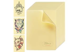 Tattoo Practice Skins, WHALRACE 20PCS 1MM Fake Skin, 7.48x5.7IN Double-Sided Tattoo Skin, Piel Sintética Para Tatuar Fake Skin Tattoo Microblading Practice Skin for Beginners and Tattoo Artist-Yellow