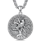Lattd Raven Necklace 925 Sterling Silver Viking Celtic Raven Pendant Norse Raven Jewelry Gift for Men Women