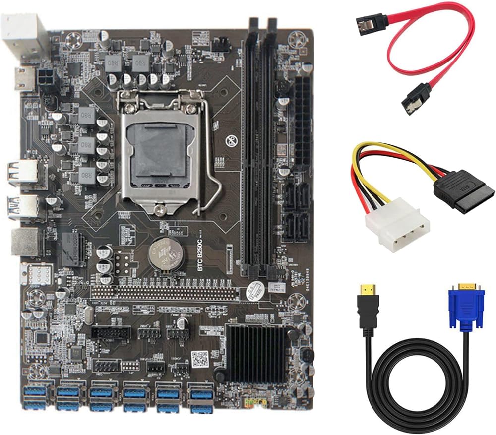 Tsadeer B250C Mining Motherboard 12 PCIE USB3.0 GPU Slot LGA1151