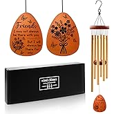 Wazzio Friendship Gifts for Women, Birthday Gifts for Women Friendship, Best Friends Wind Chimes Gift for Christmas Thanksgiving, Gift for Friend BFF Sister for Garden Home Outdoors Decorations