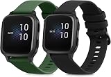 kwmobile 2x Silicone Straps for Garmin Venu Sq Music/Sq Black Dark Green view 1