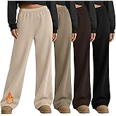Oakgarden 4 Pack Women's Fleece Straight Leg Sweatpants, Open Bottom Thermal Baggy Pants Lounge Drawstring Pants with Pockets