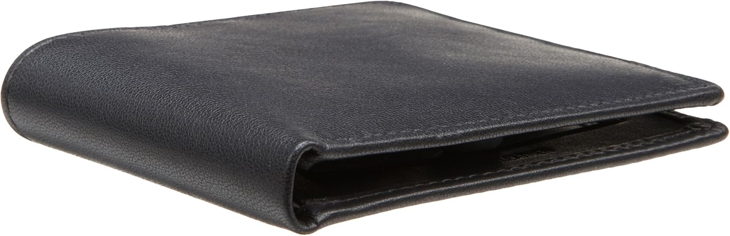 Perry Ellis Portfolio Men's Gramercy 100% Leather Slimfold Wallet with Bifold Closure, Black, One Size, Black, One Size - Image 4